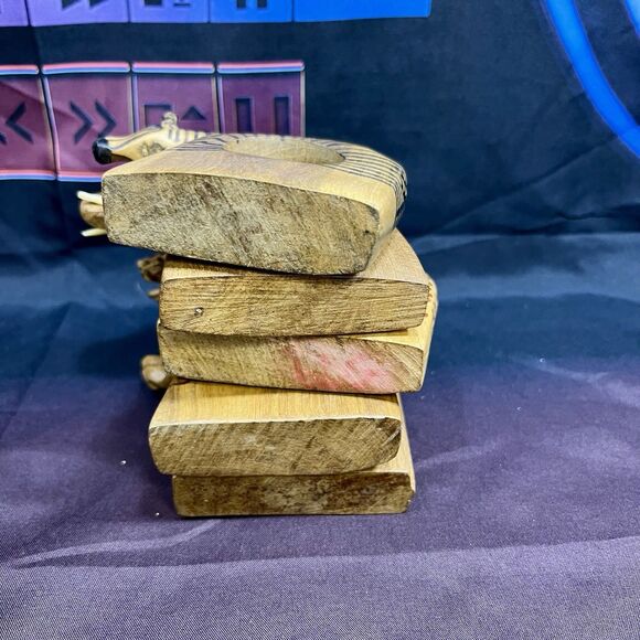 Vintage Hand Carved Wood African Safari Napkin Ring Holders 5pc - Picture 6 of 9